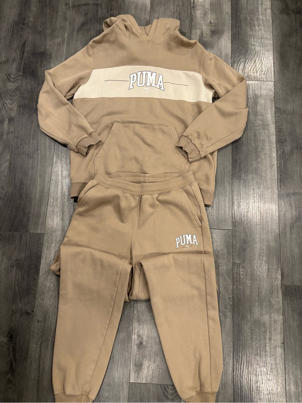 Puma Kids Tan & White Hooded Set